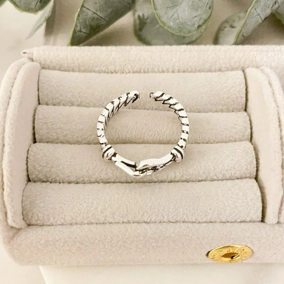 925 Sterling Silver Buckle Ring Stackable Ring Dainty Ring Band Thin Ring - Picture 9 of 10